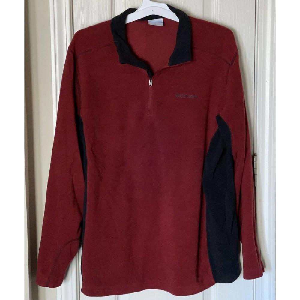 Columbia Men's / Women's Red w/ Black Long Sleeve 1/4 Zip Fleece Pullover Large